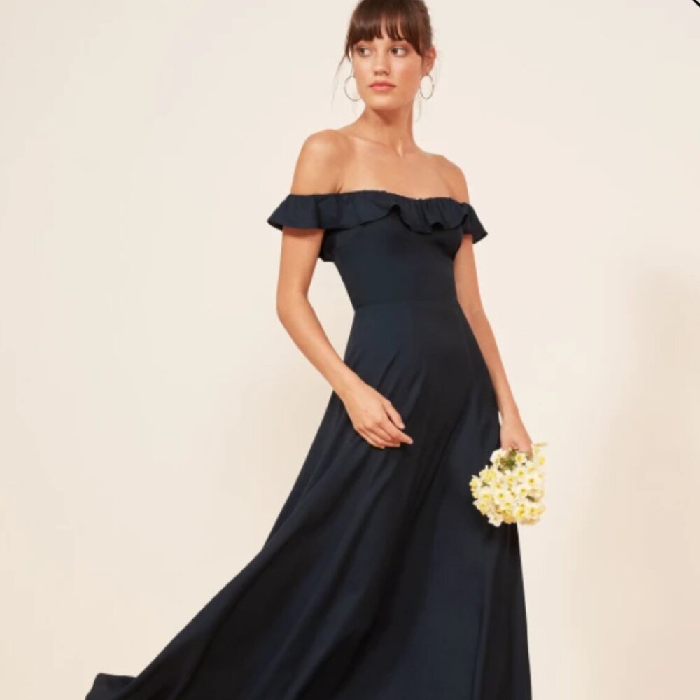 Reformation Long Navy Dress